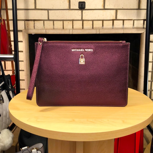 Michael Kors Handbags - $3 Start - Michael Kors - Adele XL Zip Clutch - Merlot